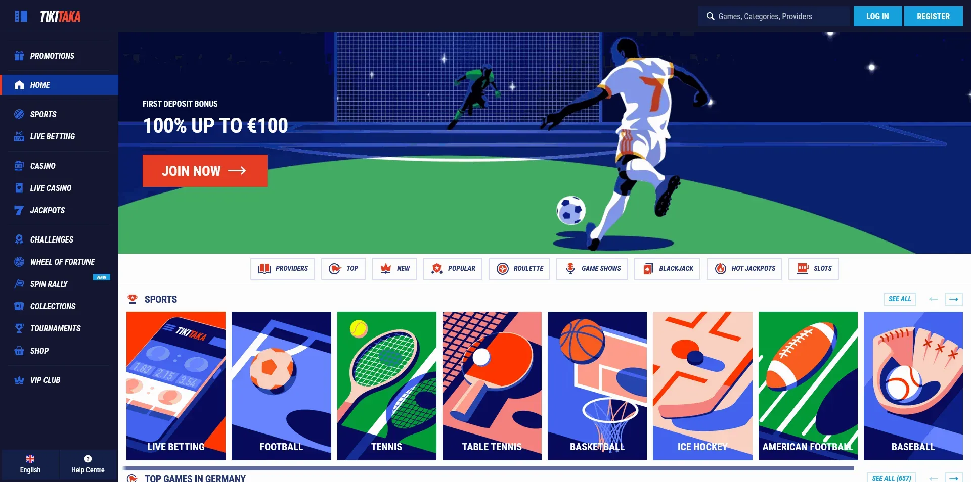 TikiTaka casino offers TikiTaka EU online casino homepage